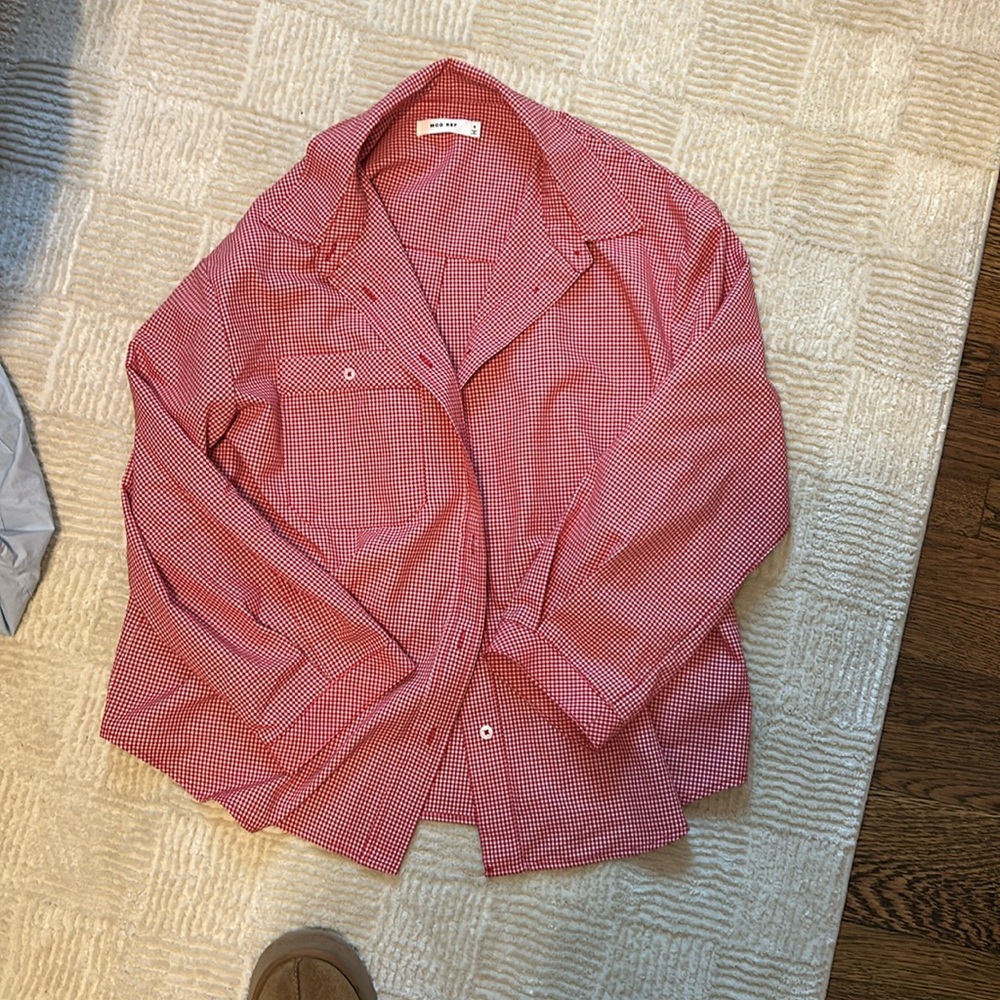 Mod Ref Red Gingham Oversized Button Down - image 3